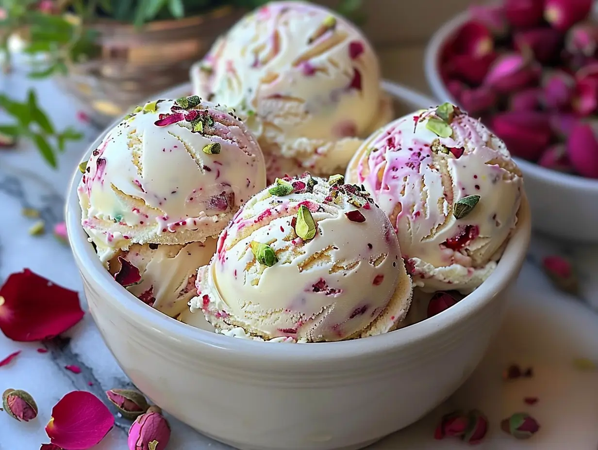 Rose Pistachio Cheesecake Ice Cream