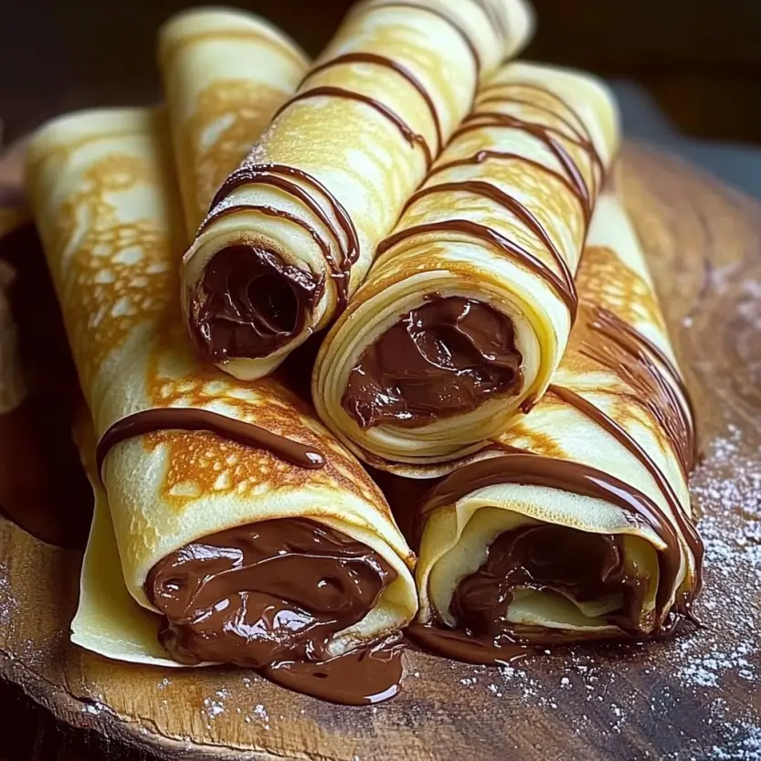 Handmade Chocolate-Filled Rolled Crêpes