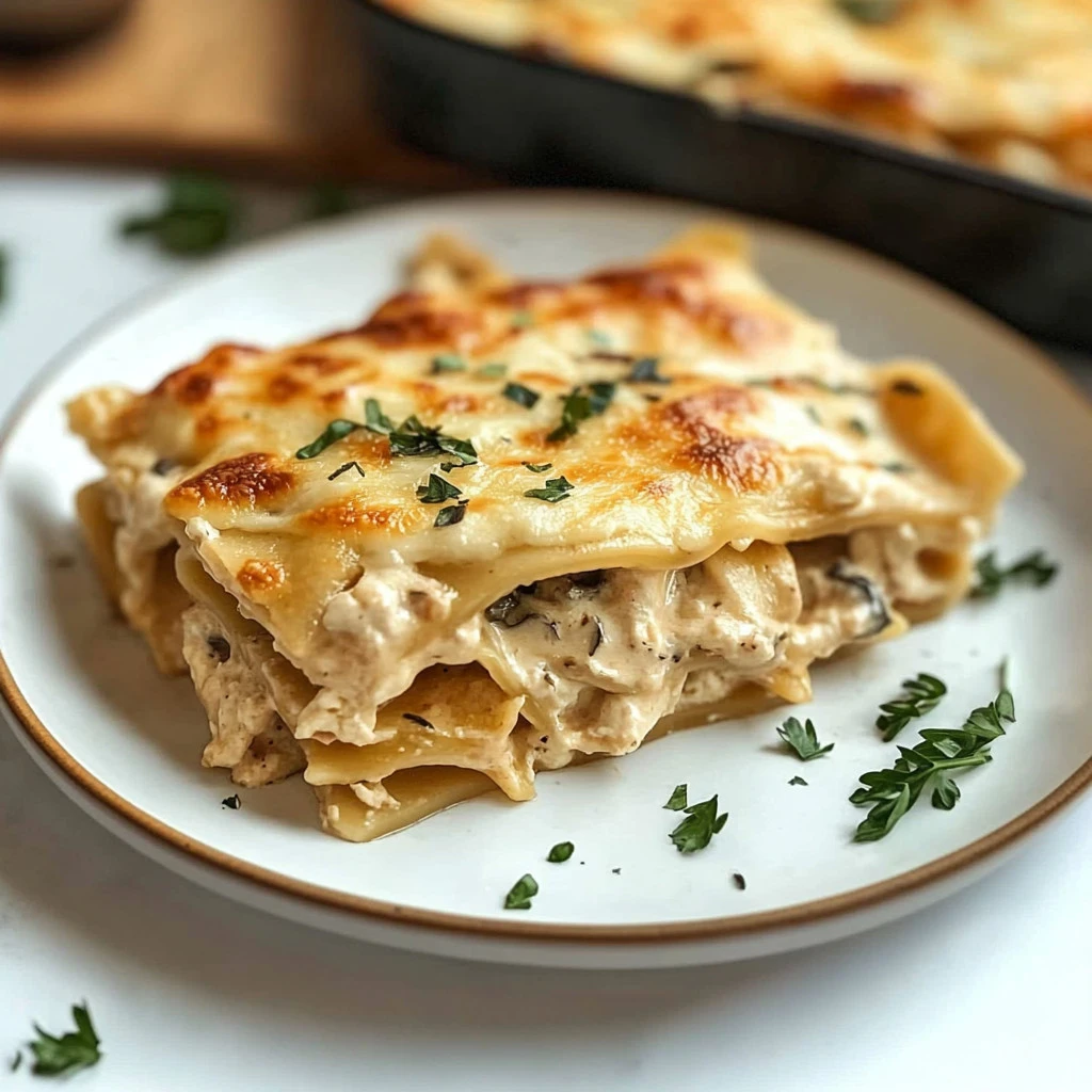 EASY CHICKEN ALFREDO LASAGNA