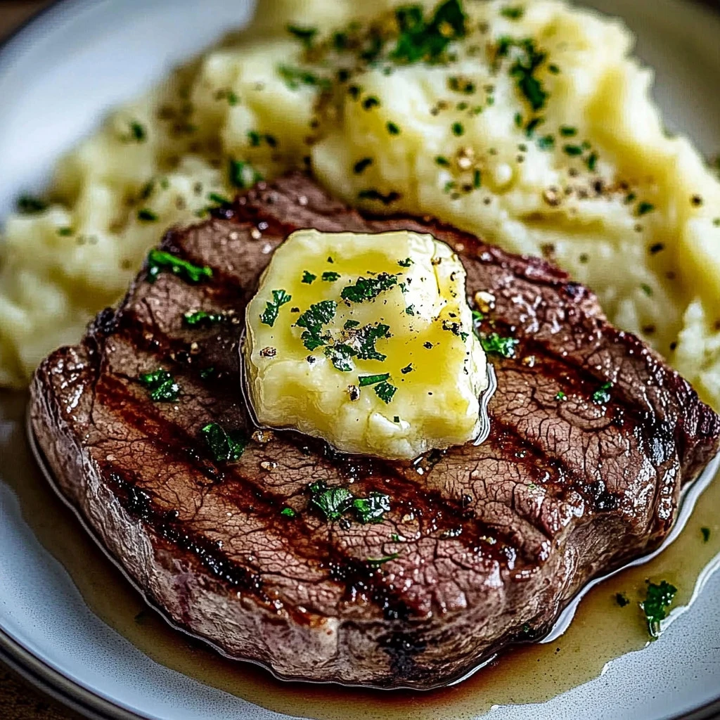 Ribeye Steaks with Lemon Herb Butter and Mashed Potatoes