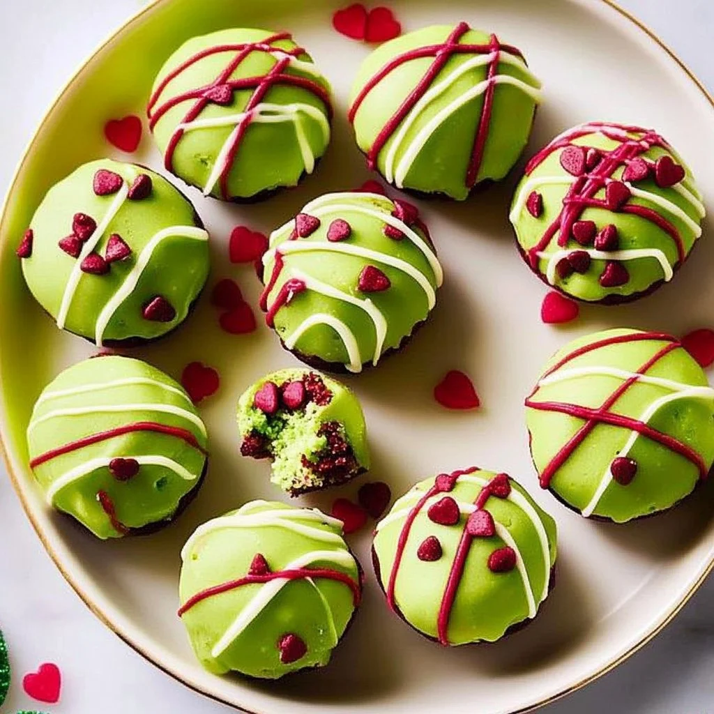 Grinchy Christmas Cake Bites