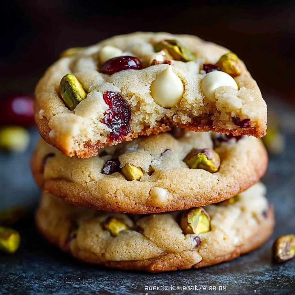 White Chocolate Cranberry Pistachio Cookies