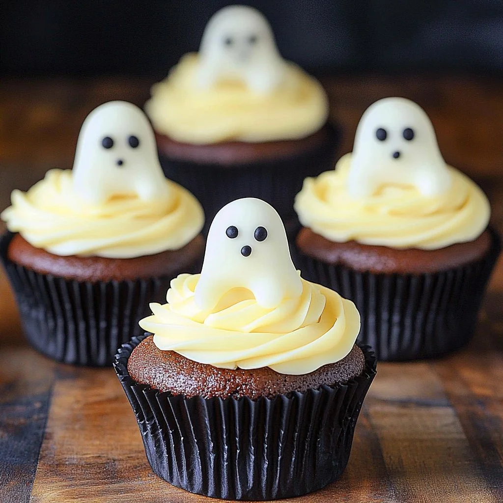 Adorably Spooky Halloween Ghost Cupcakes
