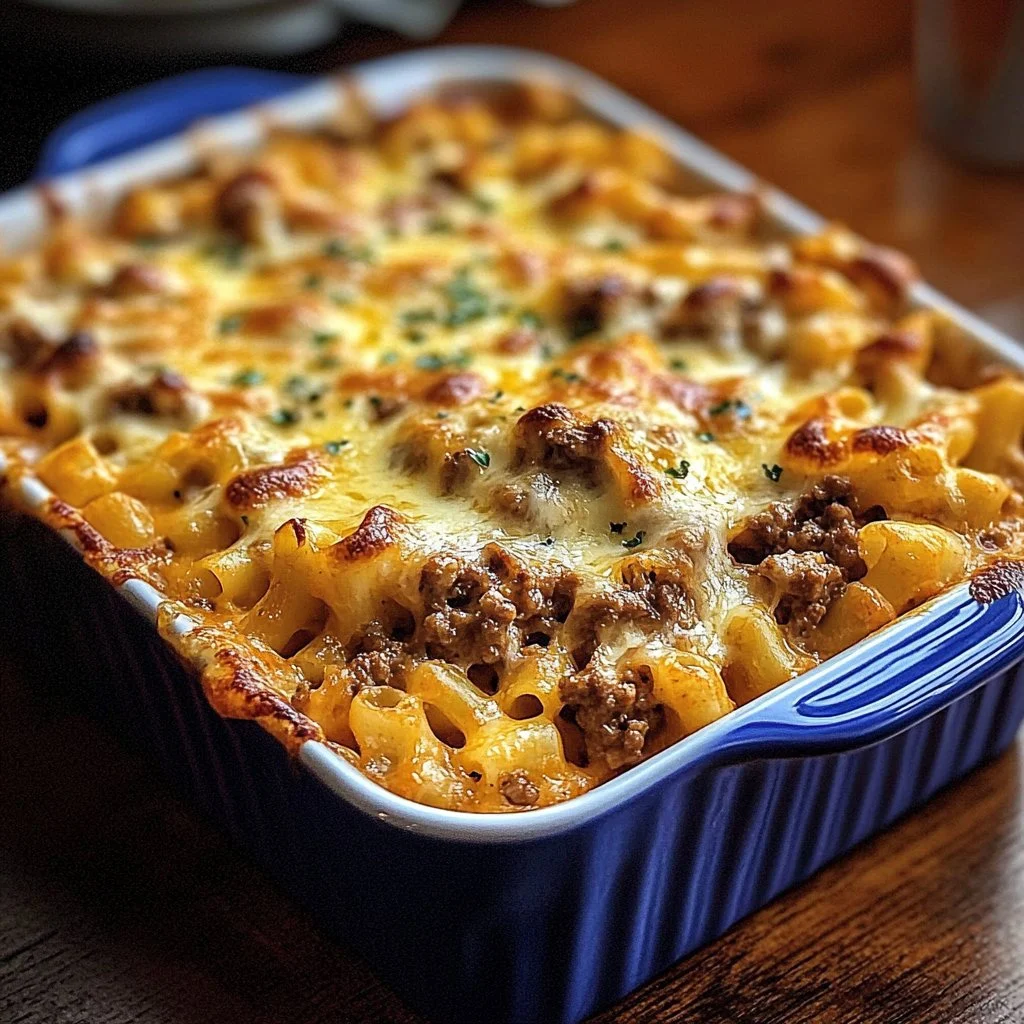 Cheesy Ground Beef Macaroni Bake