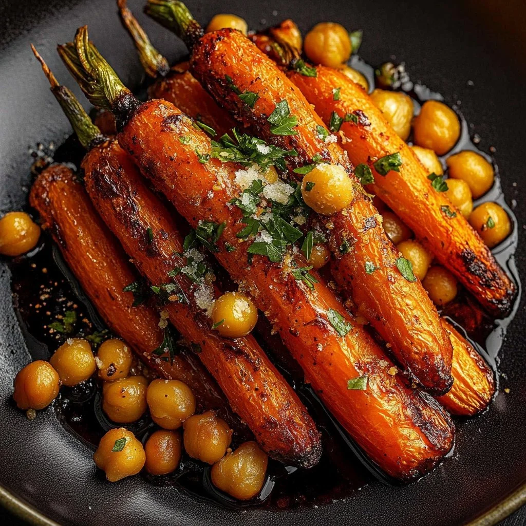 Maple Roasted Carrots with Chickpeas