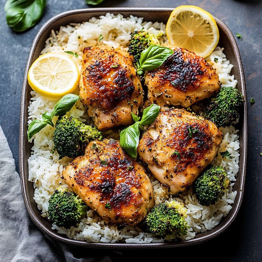 One Pan Lemon Pepper Yogurt Chicken and Rice