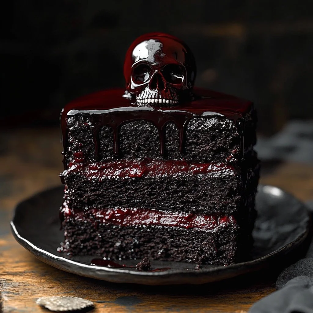 Sinfully Decadent Black Velvet Halloween Cake