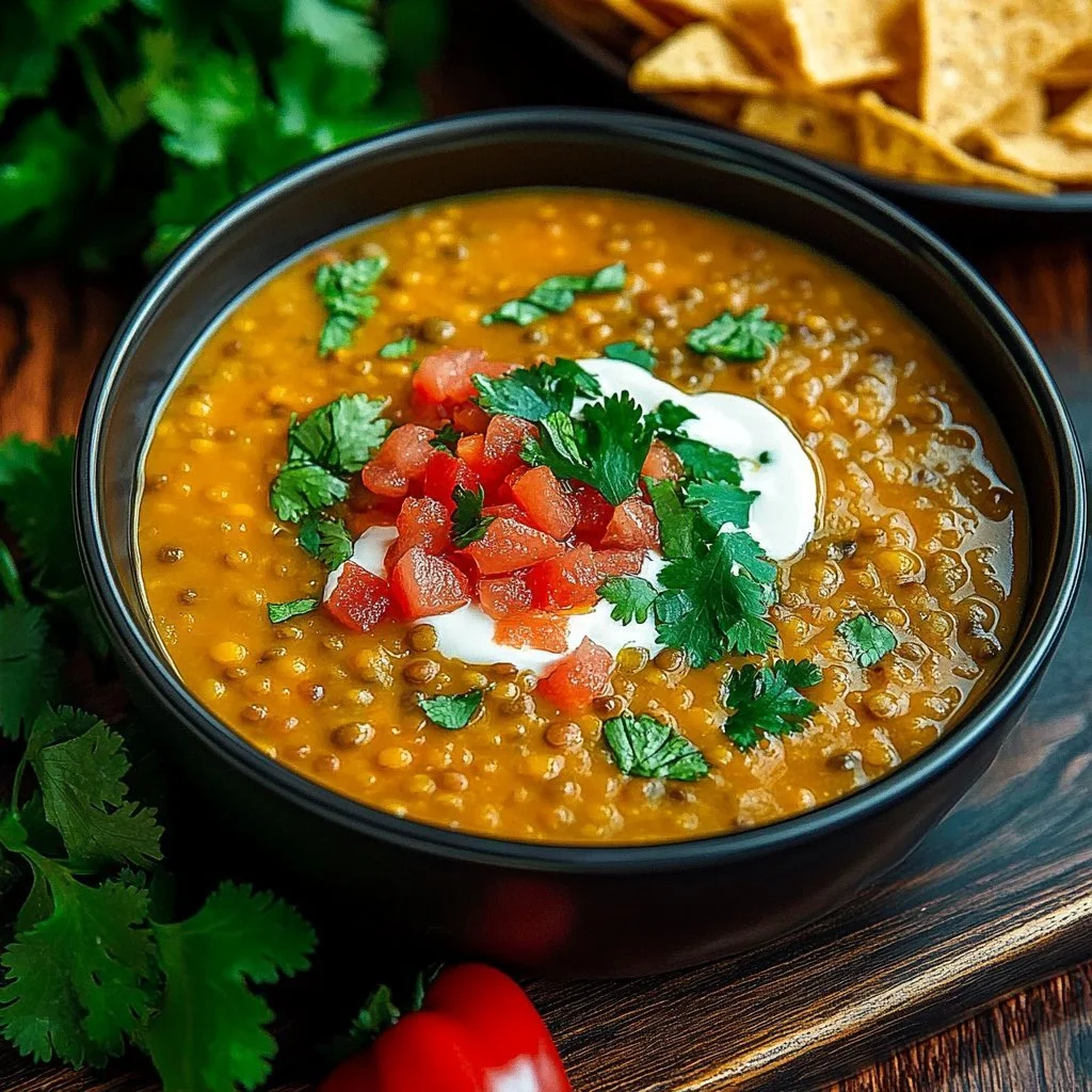 Vegan Lentil Tortilla Soup