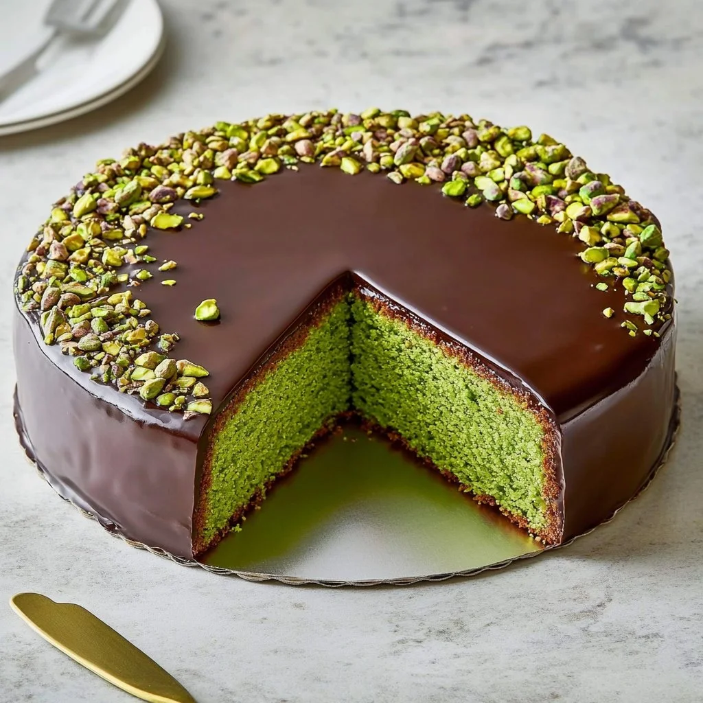 Delightful Pistachio Cake with Chocolate Ganache Bliss