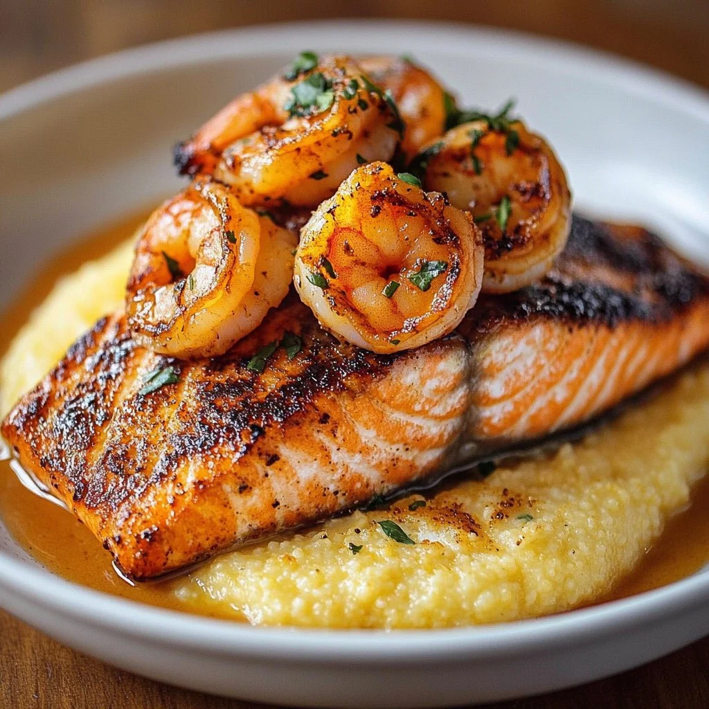 Shrimp and Salmon Cheesy Grits