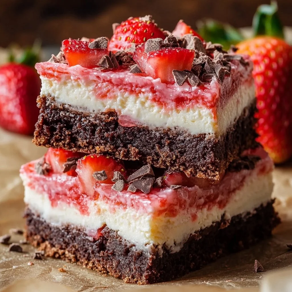 Strawberry Crunch Brownie Bars