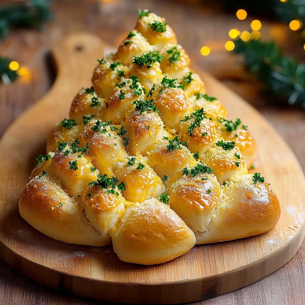 Cheesy Christmas Tree Pull Apart Bread