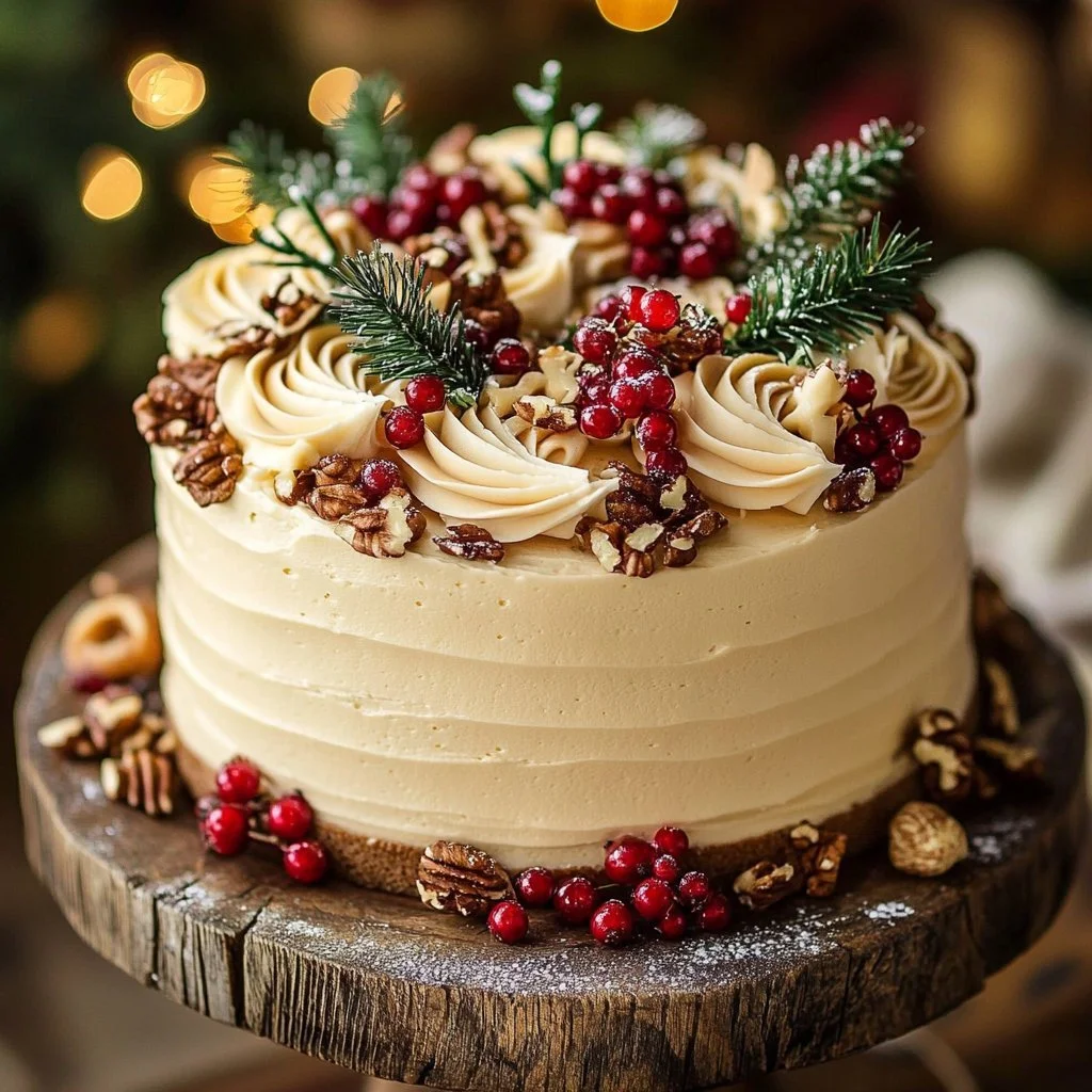 Christmas Spice Cake with Eggnog Buttercream