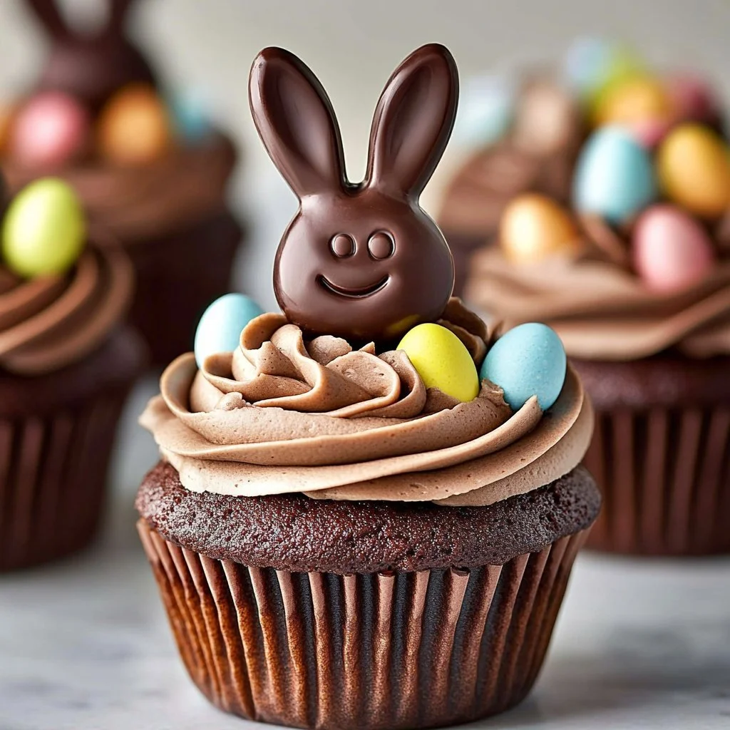 Easter Chocolate Bunny Surprise Cupcakes