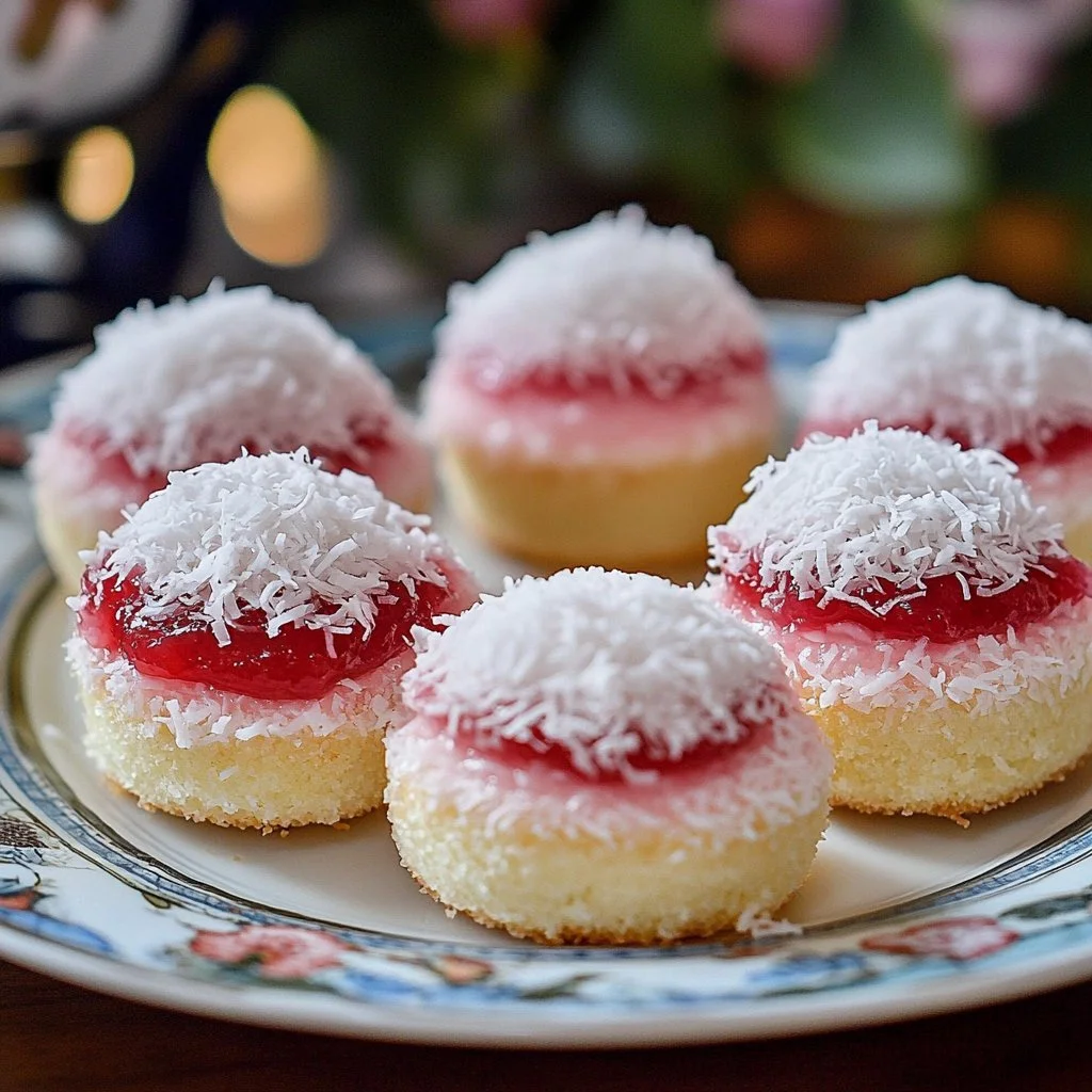Fluffy Vanilla Sponge Cakes with Strawberry Jelly