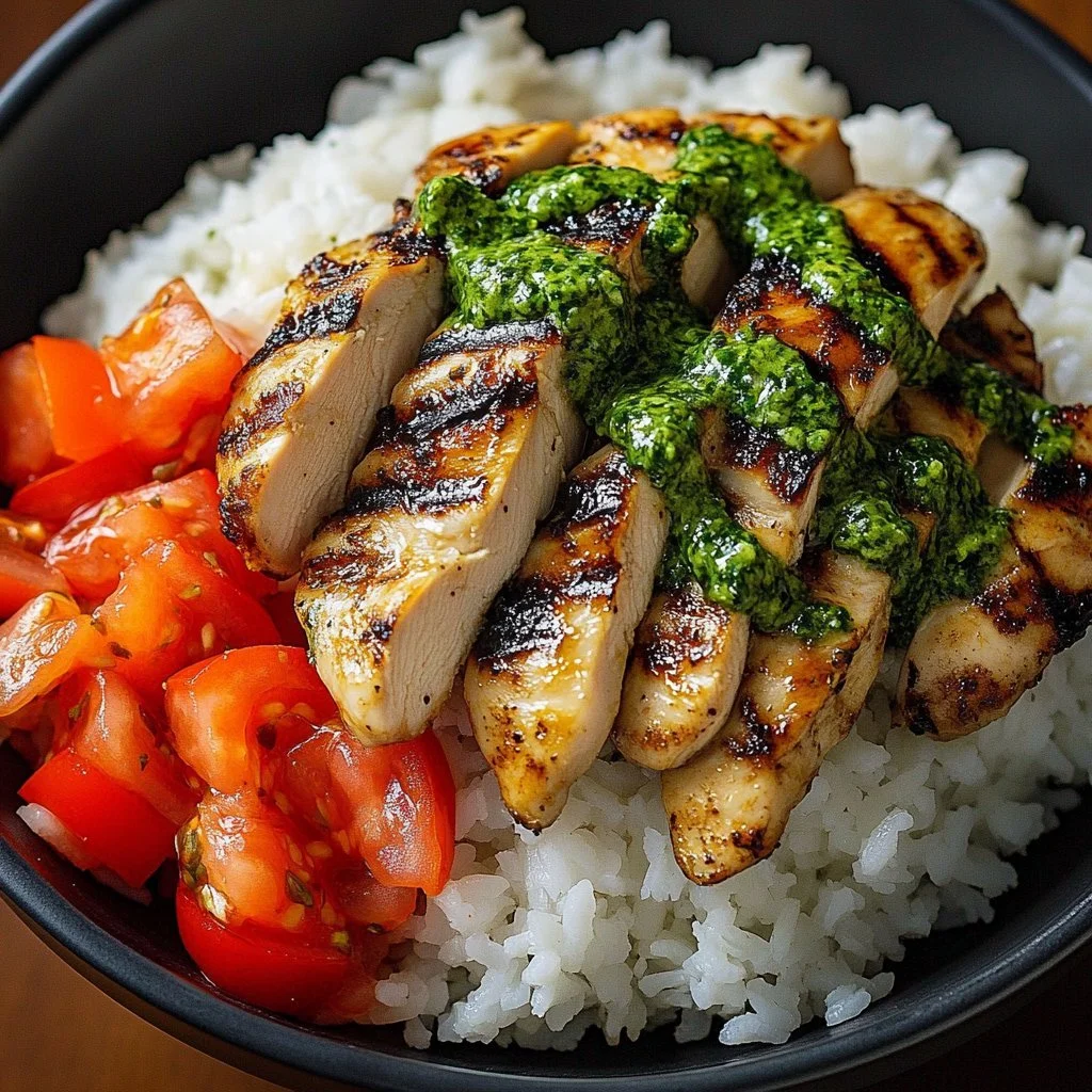 Peruvian Chicken and Rice with Green Sauce