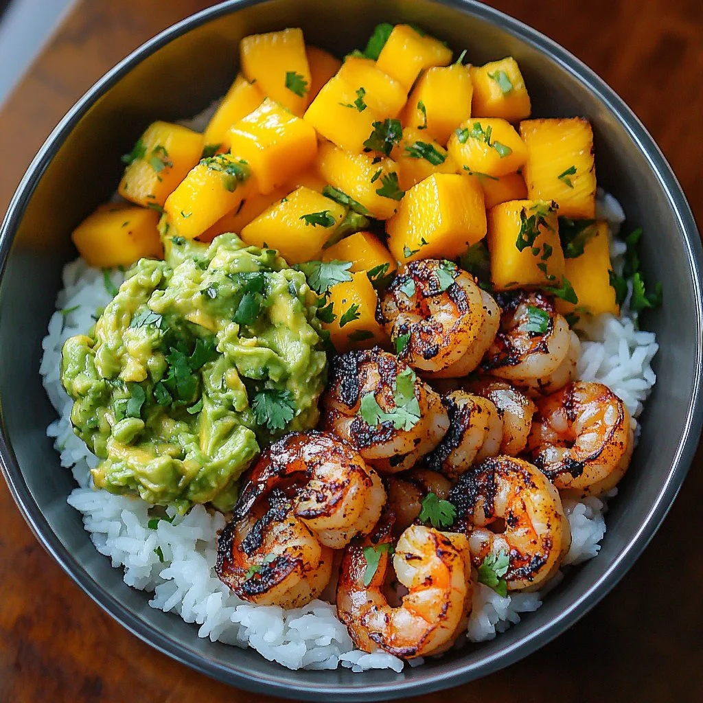 Shrimp Avocado Bowl with Mango Salsa