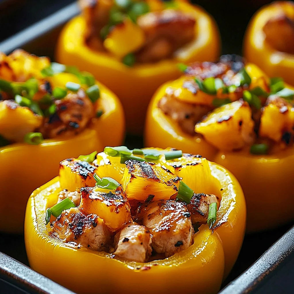 Teriyaki Pineapple Chicken Stuffed Peppers