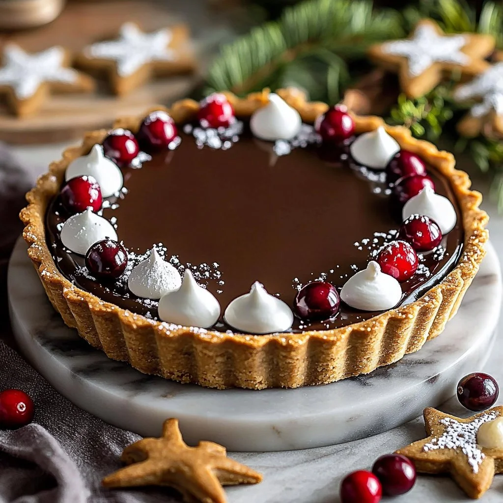 Vegan Gingerbread Chocolate Tart for a Decadent Holiday Dessert